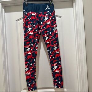 Atlanta Braves MLB Leggings Womens Small Red Navy Athletic Baseball Pants KLEW